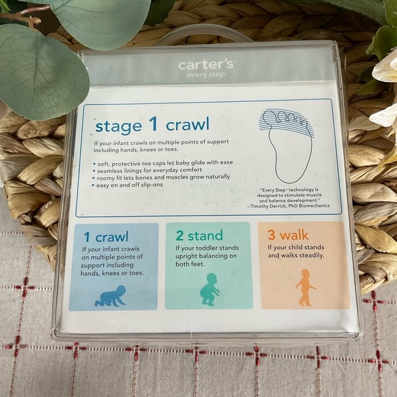 Carters Every Step Stage 1 Crawl Baby Boys Size 2.5 Sneakers Blue & Orange - Picture 7 of 7